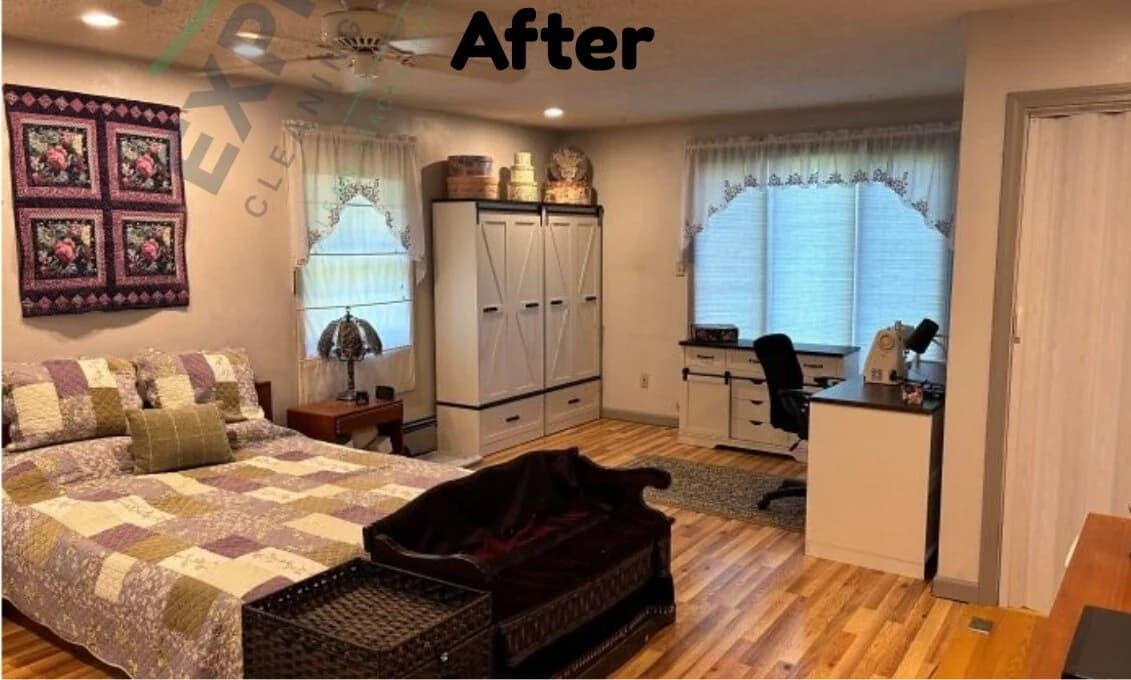 A bright, organized bedroom following a real Express Cleaning Consult project
